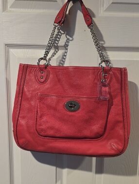 Coach Poppy Pebbled Leather Tote Pink